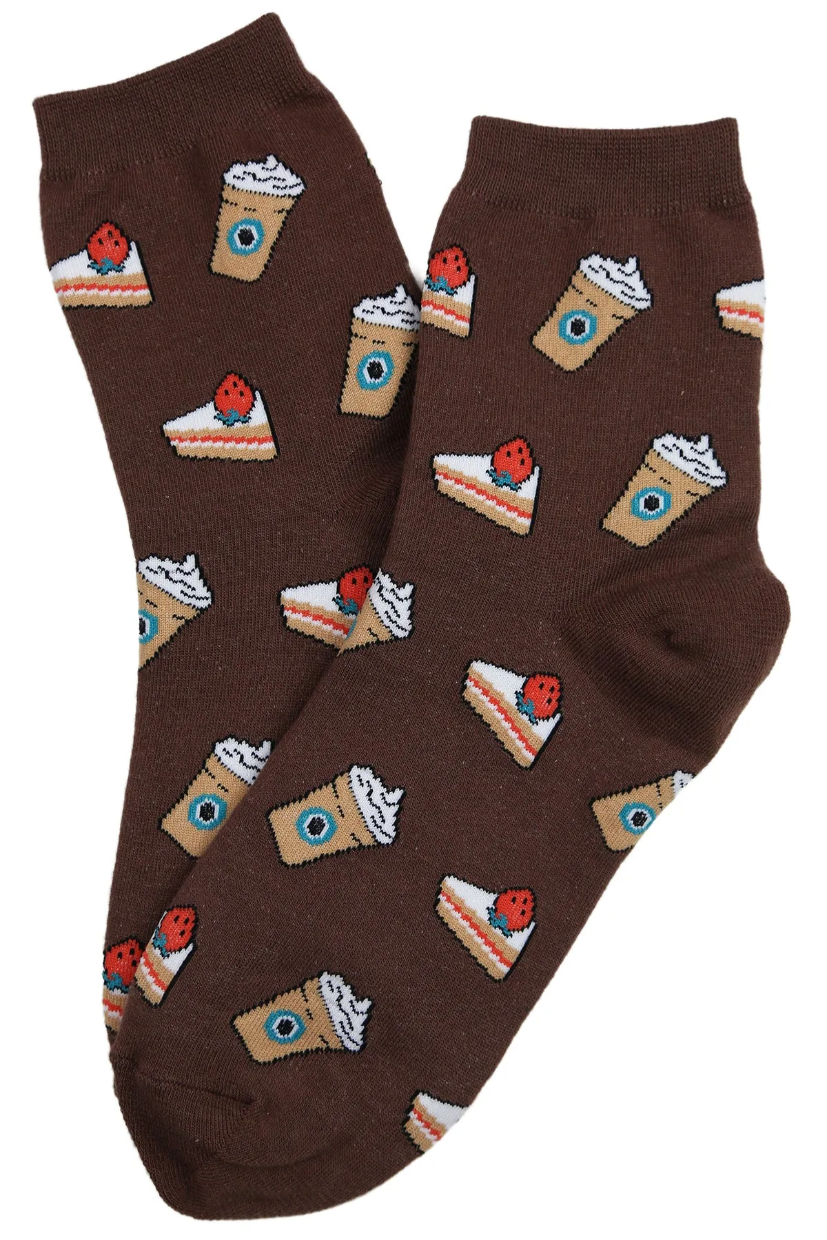 Coffee and Cake Cotton Socks Brown