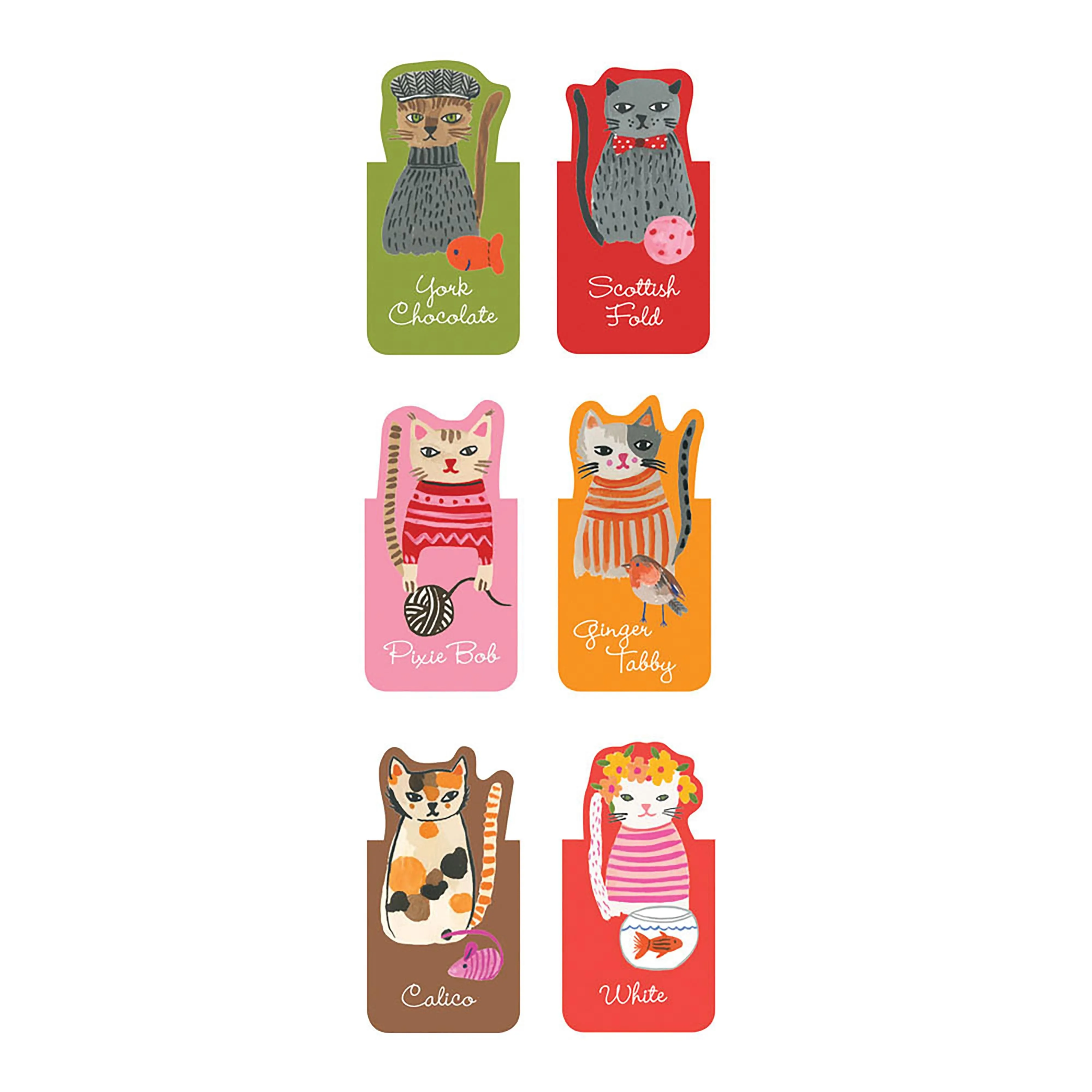 Cool Cats - Set of 6 Magnetic Bookmarks