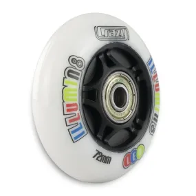 Crazy - Illumin8 Light up LED Inline Wheel - White (coloured lights)