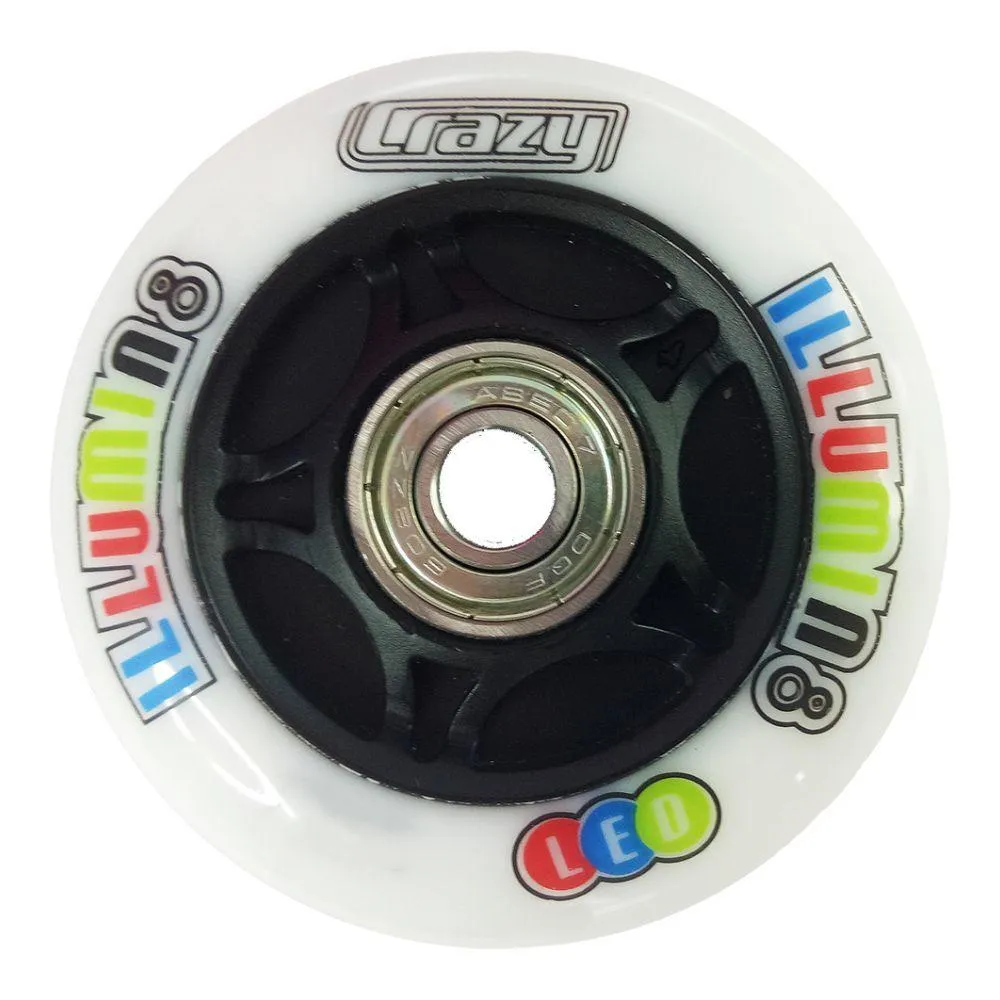 Crazy - Illumin8 Light up LED Inline Wheel - White (coloured lights)