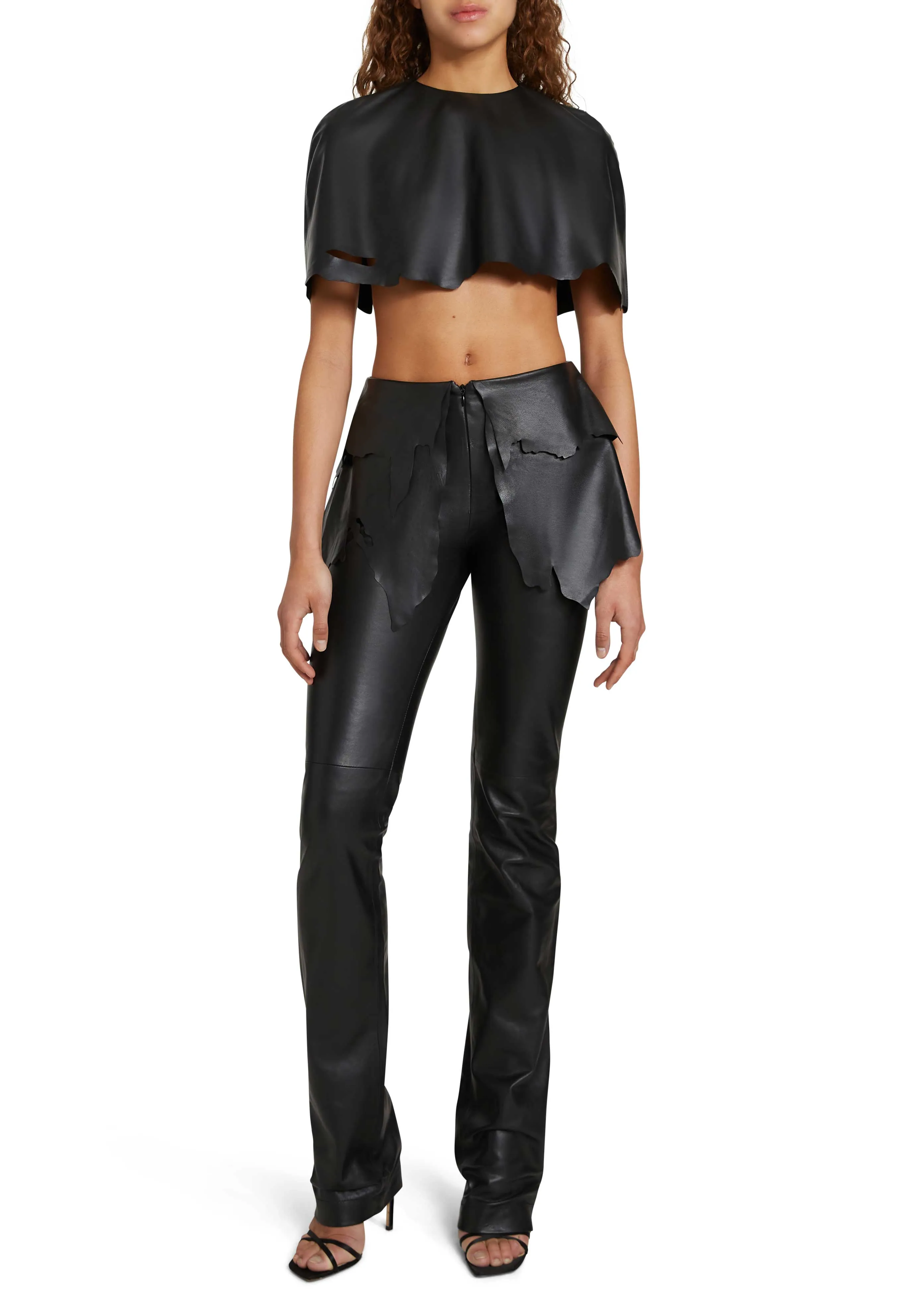 Cropped Leather Cape