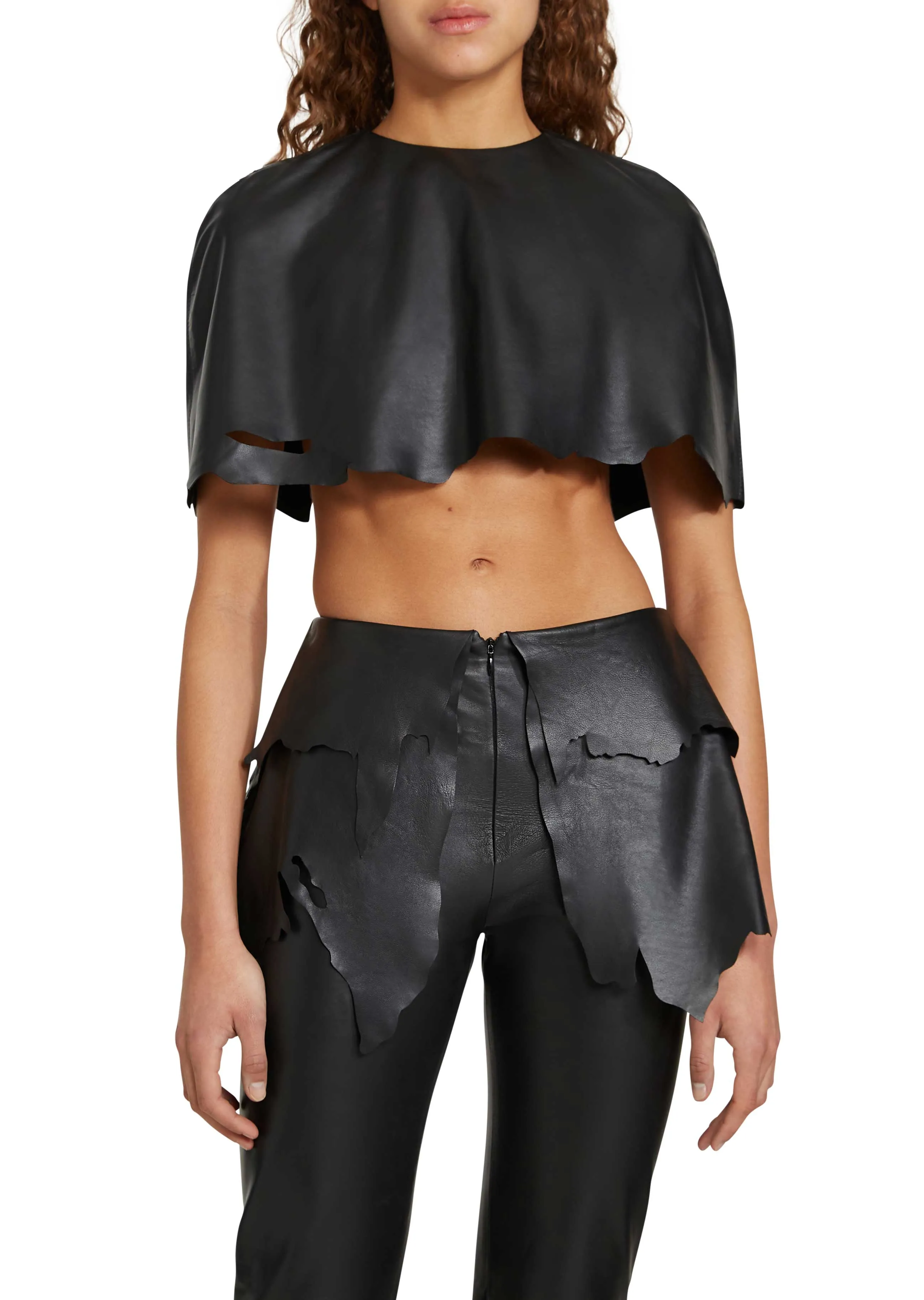 Cropped Leather Cape