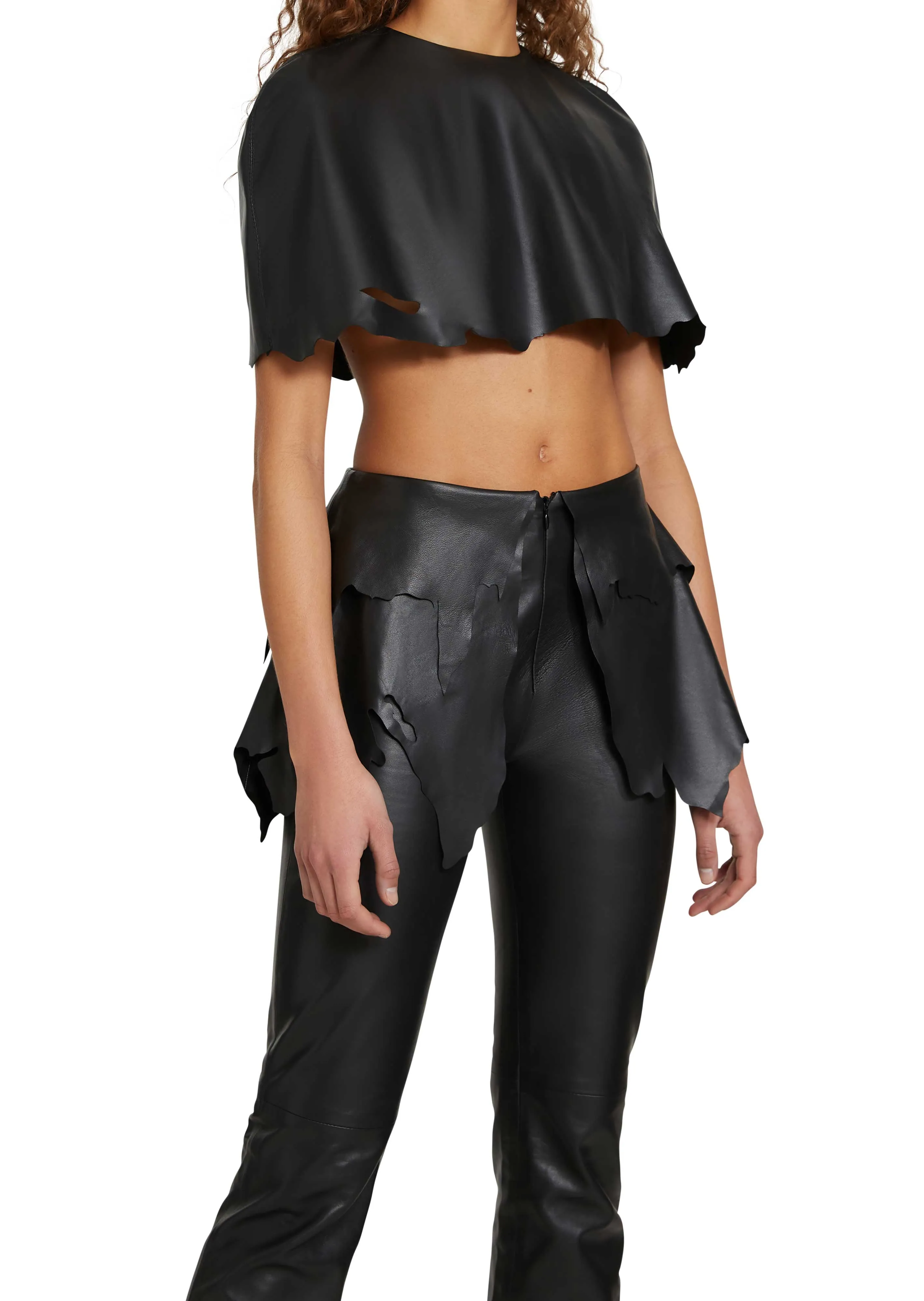 Cropped Leather Cape