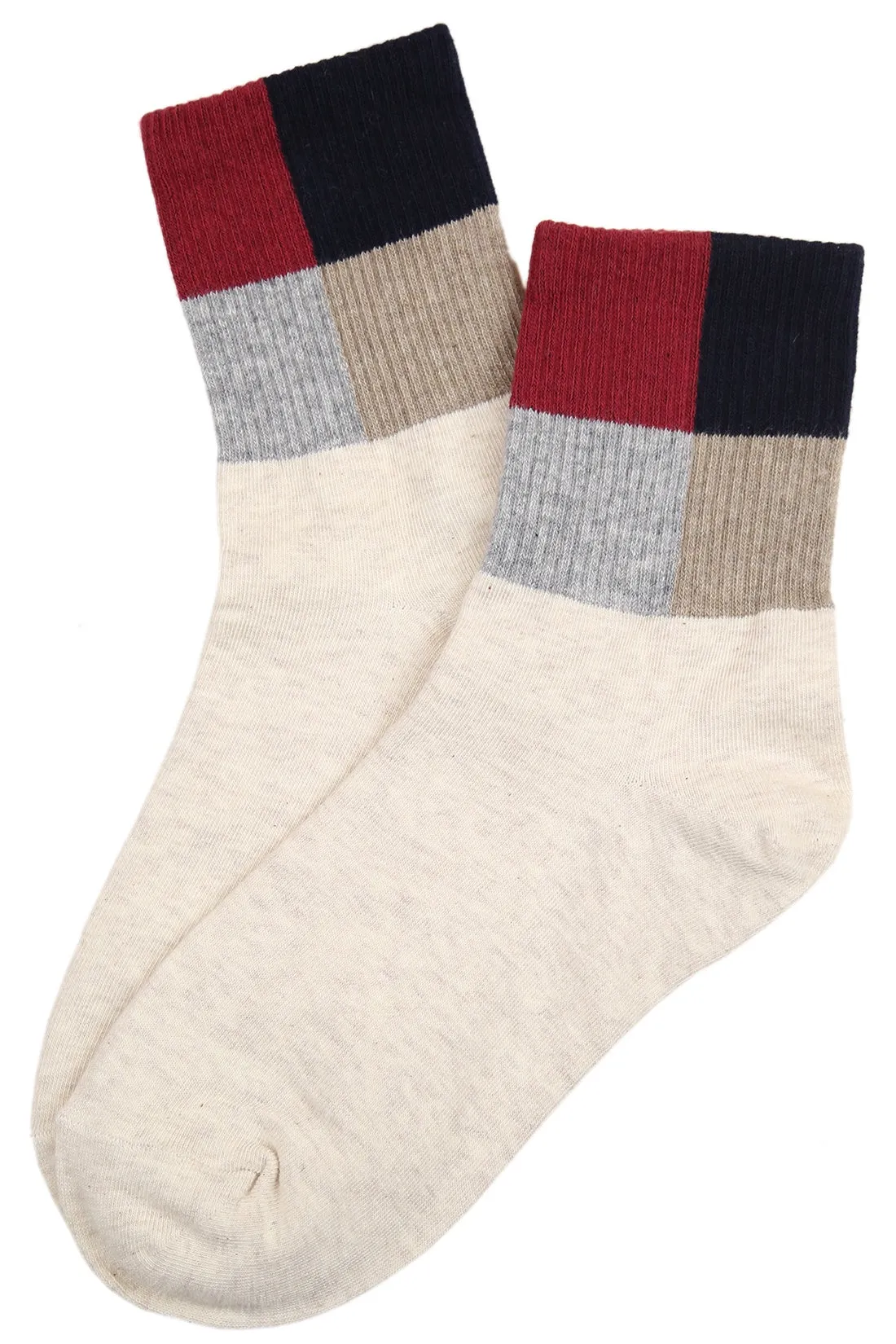 Cube Cotton Socks Beige