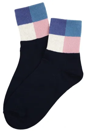 Cube Cotton Socks Navy