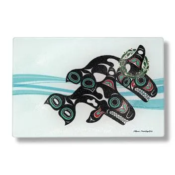 Cutting Board- Shotridge: Orcas With Wreath, Rectangle