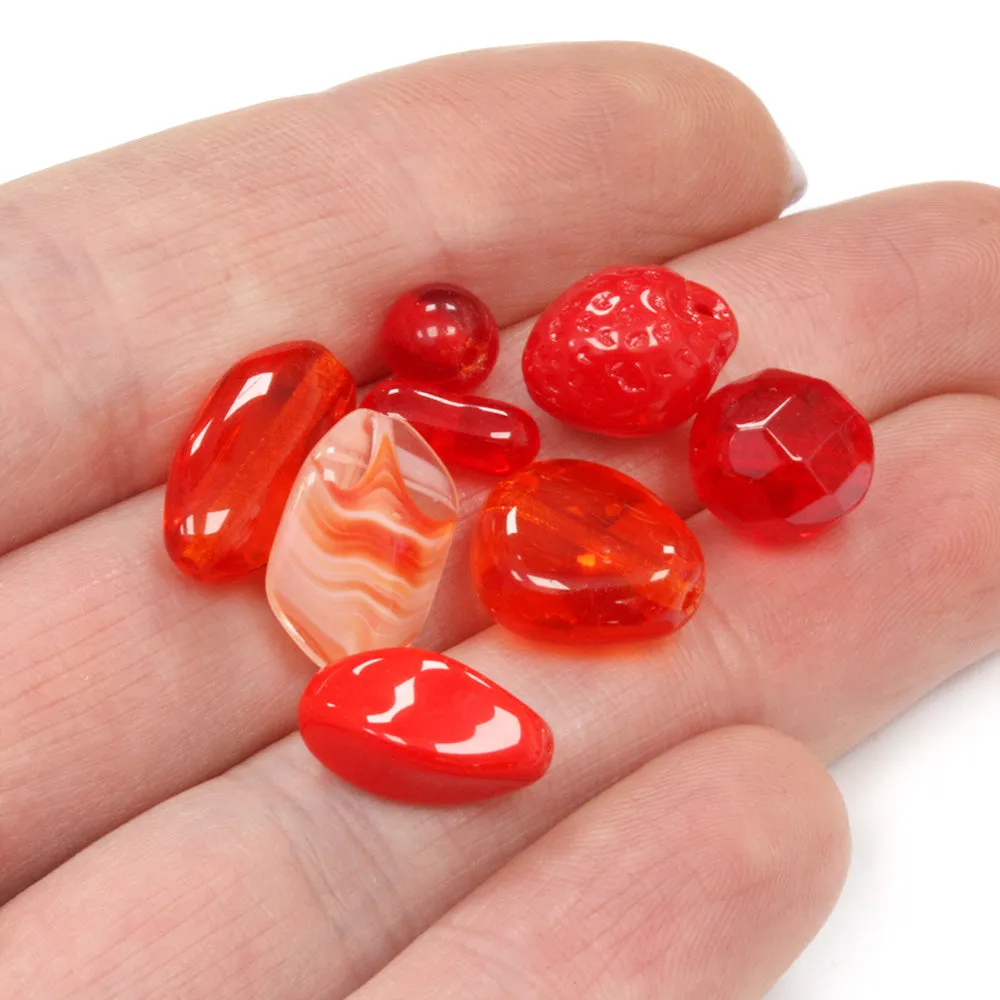 Czech Pressed Glass Mix Red - Pack of 50g