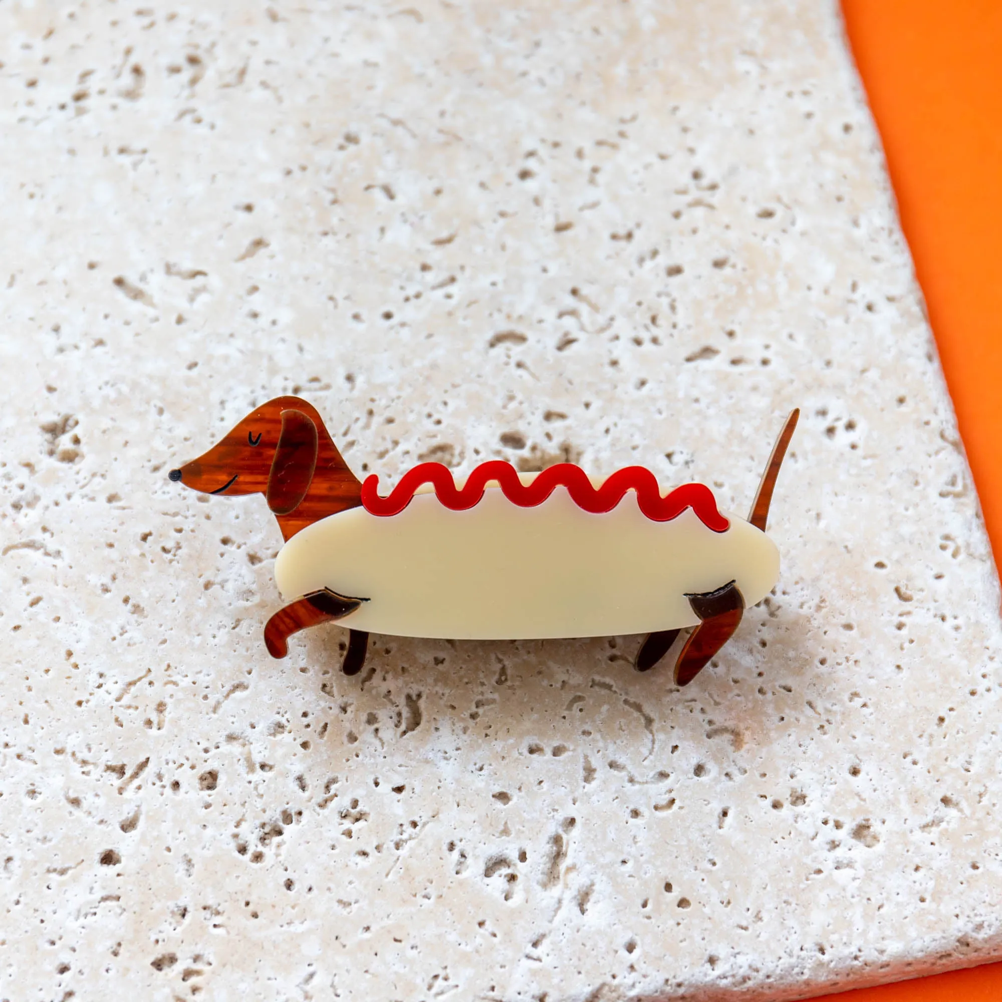 Dachshund Hot Dog Costume Brooch