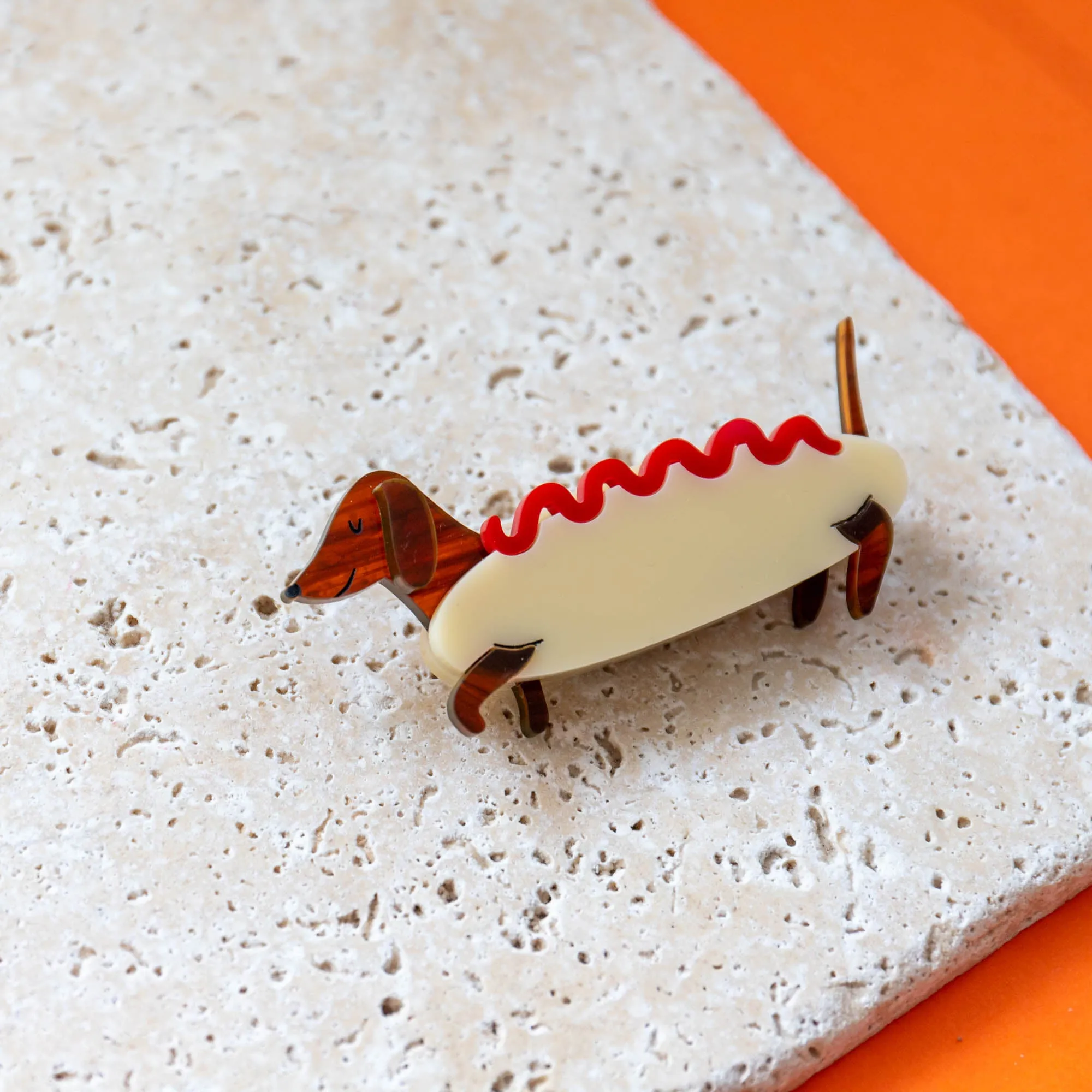 Dachshund Hot Dog Costume Brooch