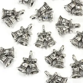 Double Bells Antique Silver 19x16mm - Pack of 20