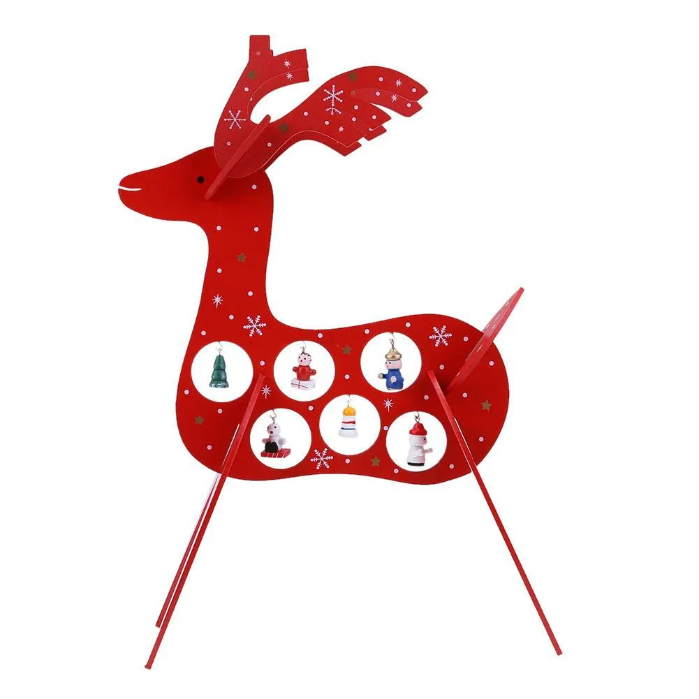 Elk Ornaments Assembled  Red Wooden Christmas Windows Shops Deer Decoration