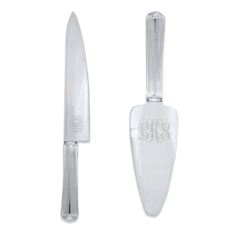 Engraved Acrylic Cake Knife & Server Set