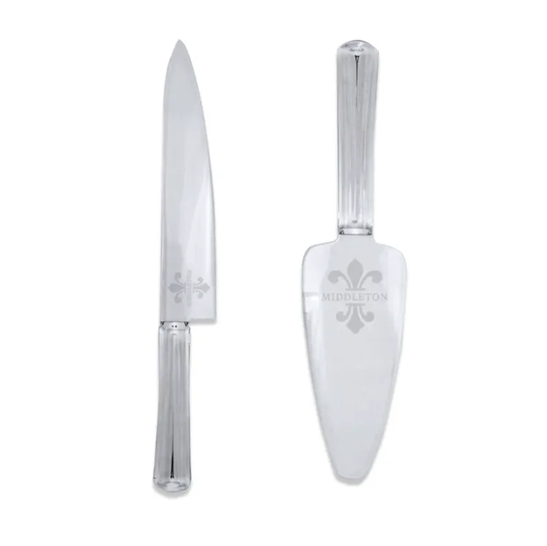 Engraved Acrylic Cake Knife & Server Set