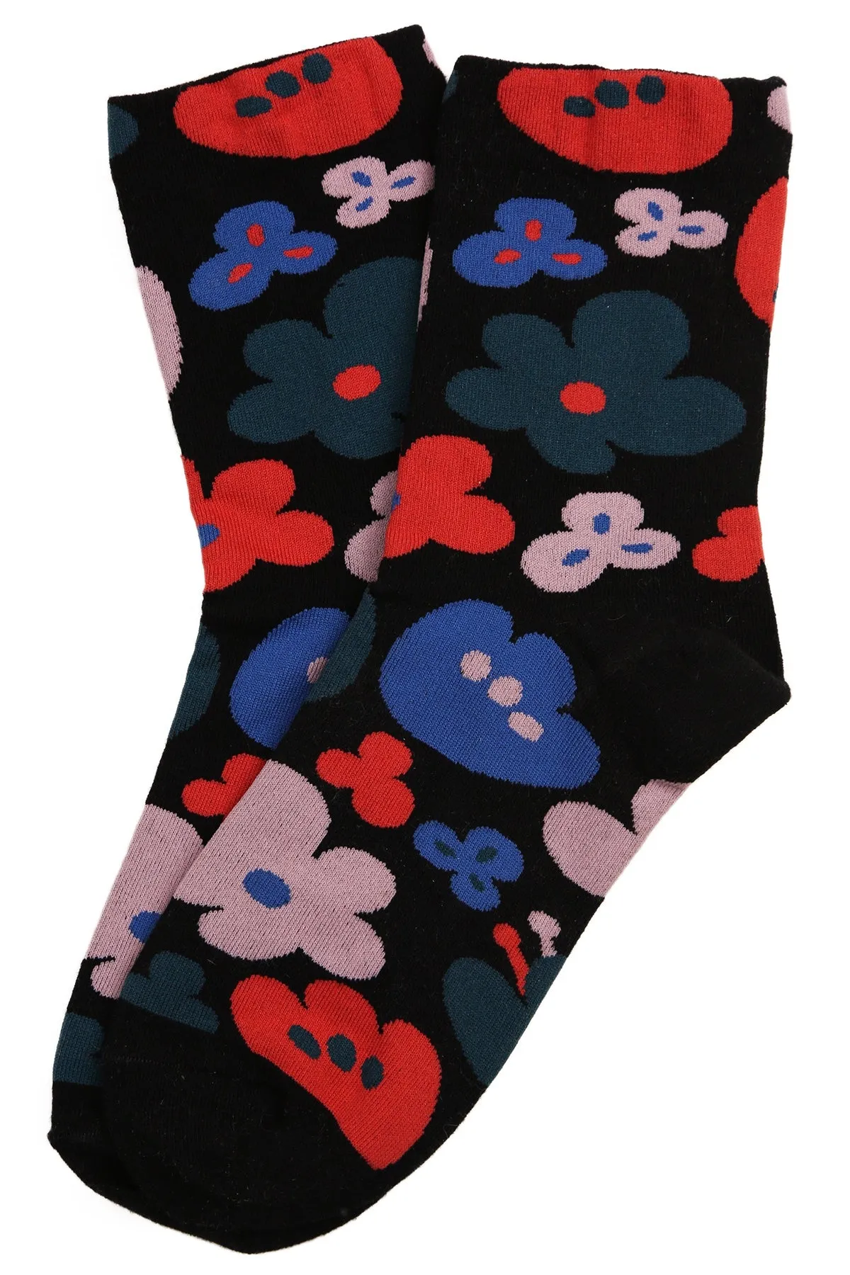 Fabulous Flower Cotton Socks Black