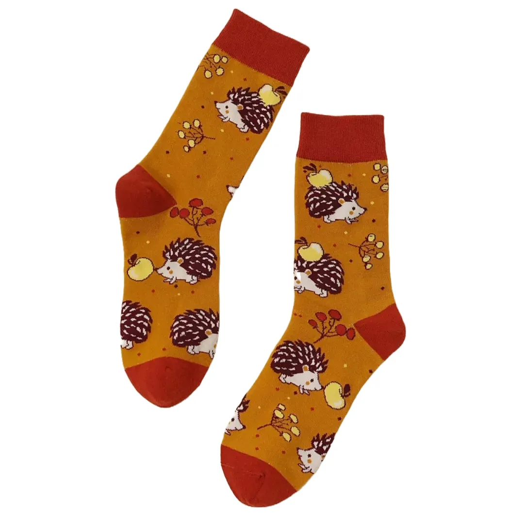 Fall Hedgehog Socks (Adult Medium - Women's Shoe Sizes 5-10)