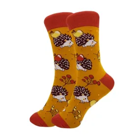 Fall Hedgehog Socks (Adult Medium - Women's Shoe Sizes 5-10)