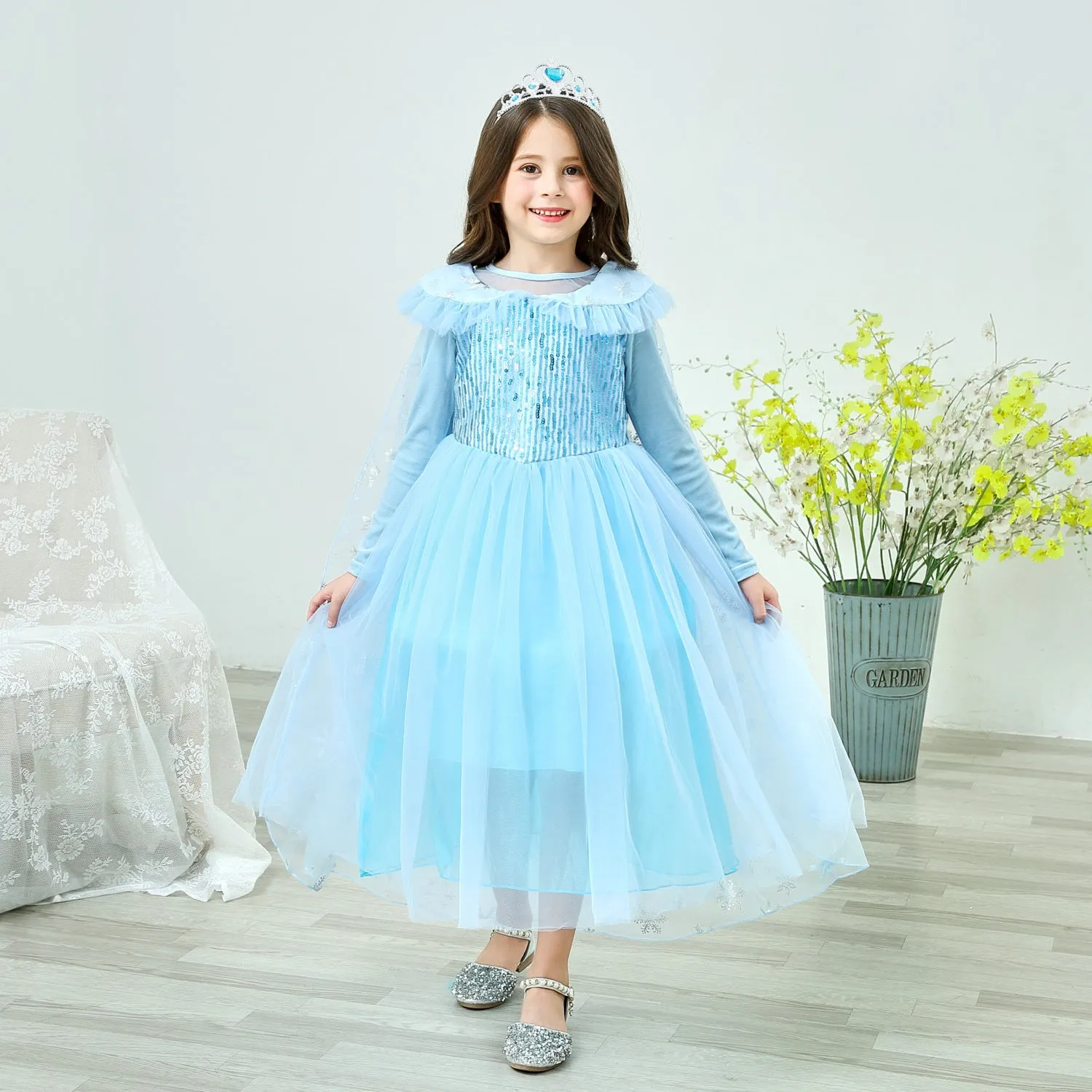 Fancydresswale Elsa frozen princess pageant full sleeve Birthday dress for Girls