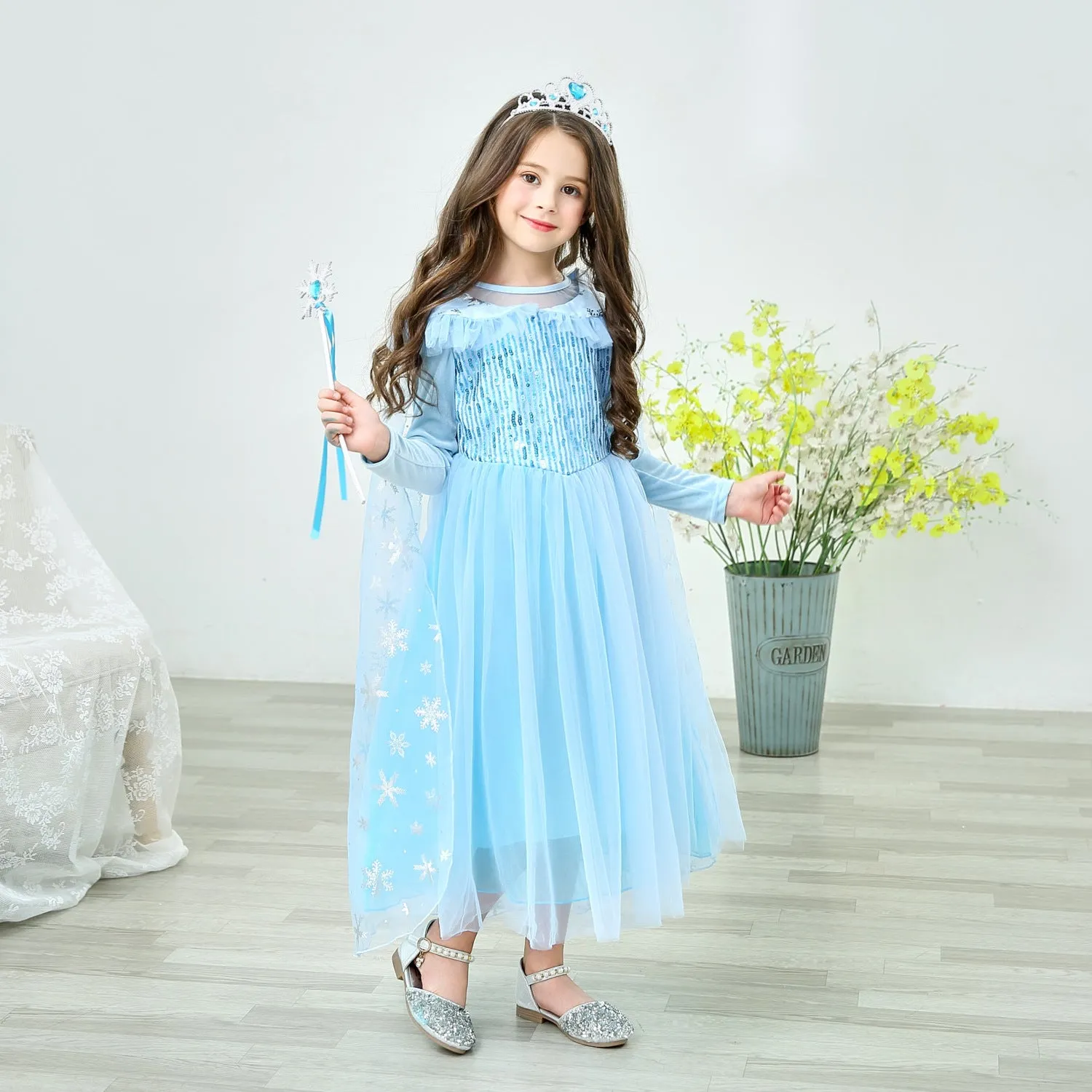 Fancydresswale Elsa frozen princess pageant full sleeve Birthday dress for Girls