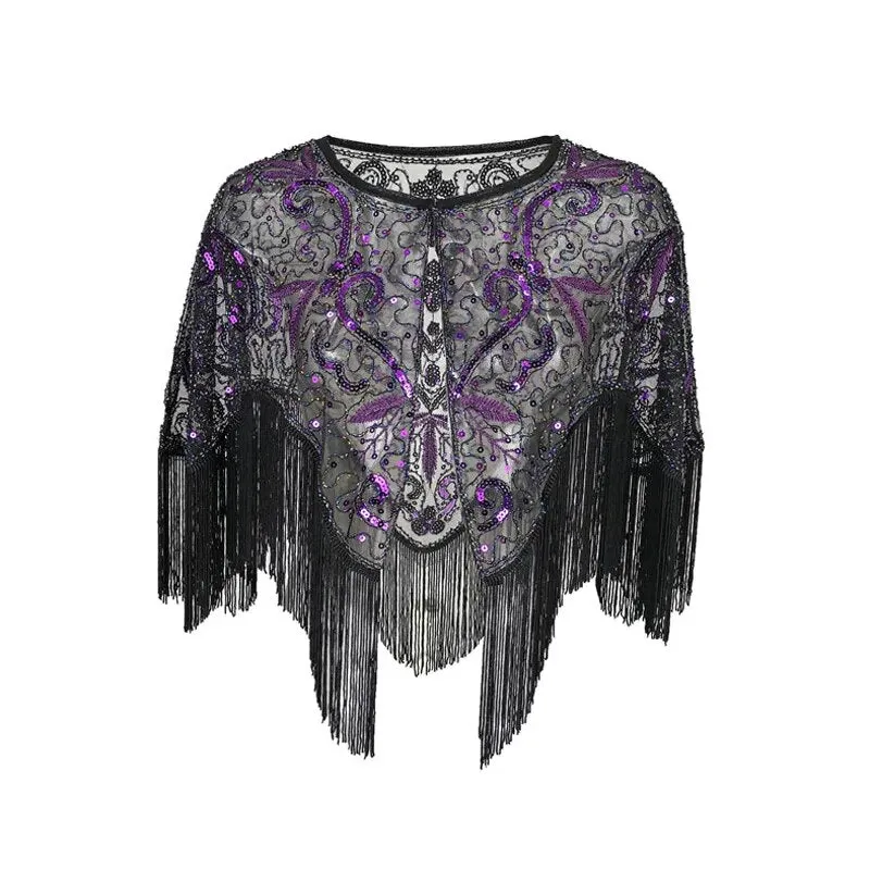 Florence- the Lace 1920s Style Caplet with Fringe 10 Colors