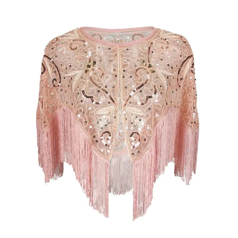 Florence- the Lace 1920s Style Caplet with Fringe 10 Colors