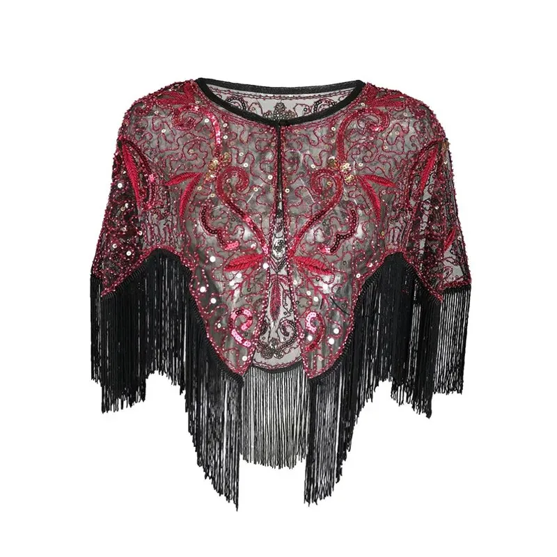 Florence- the Lace 1920s Style Caplet with Fringe 10 Colors