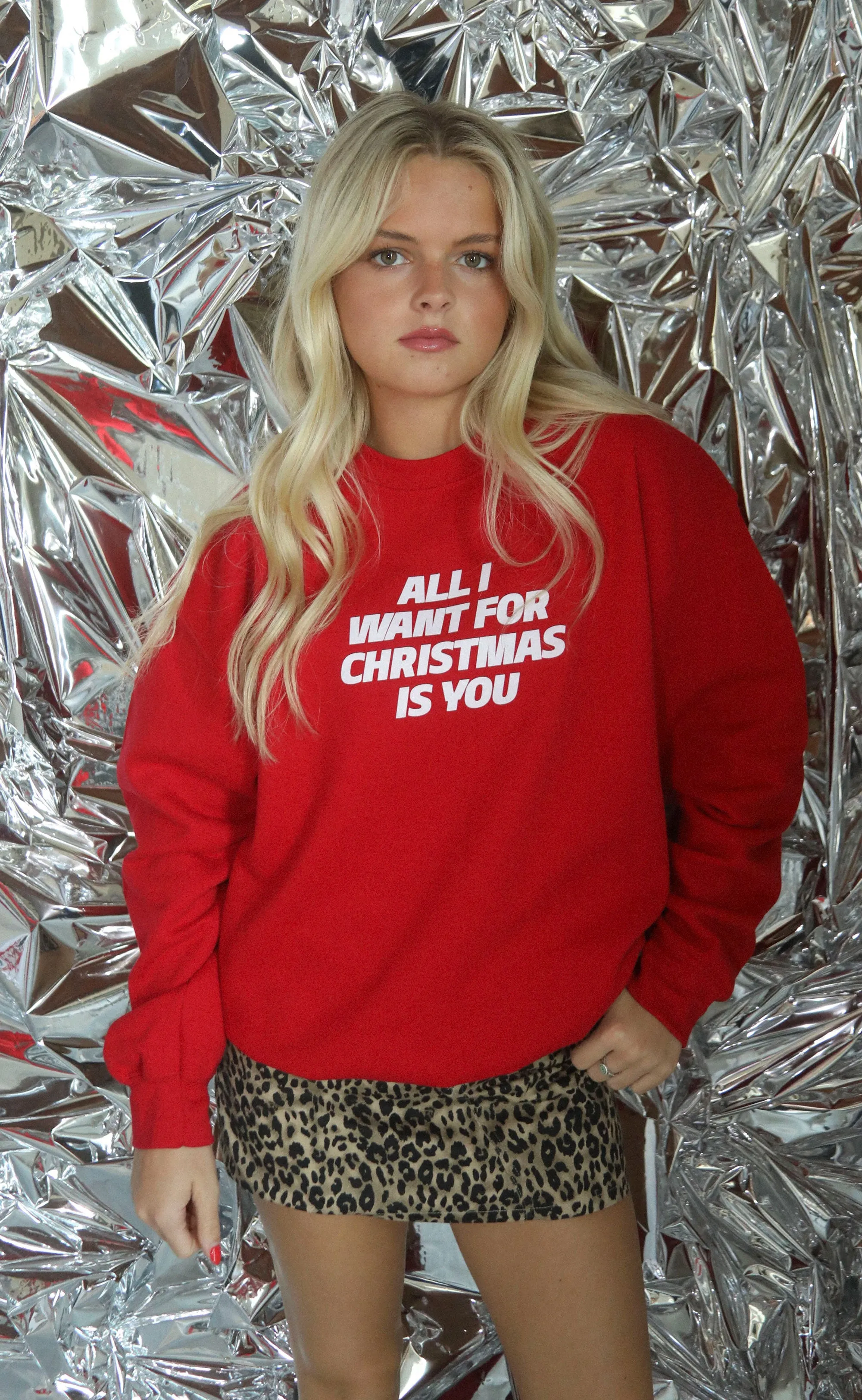 friday   saturday: all i want for christmas sweatshirt