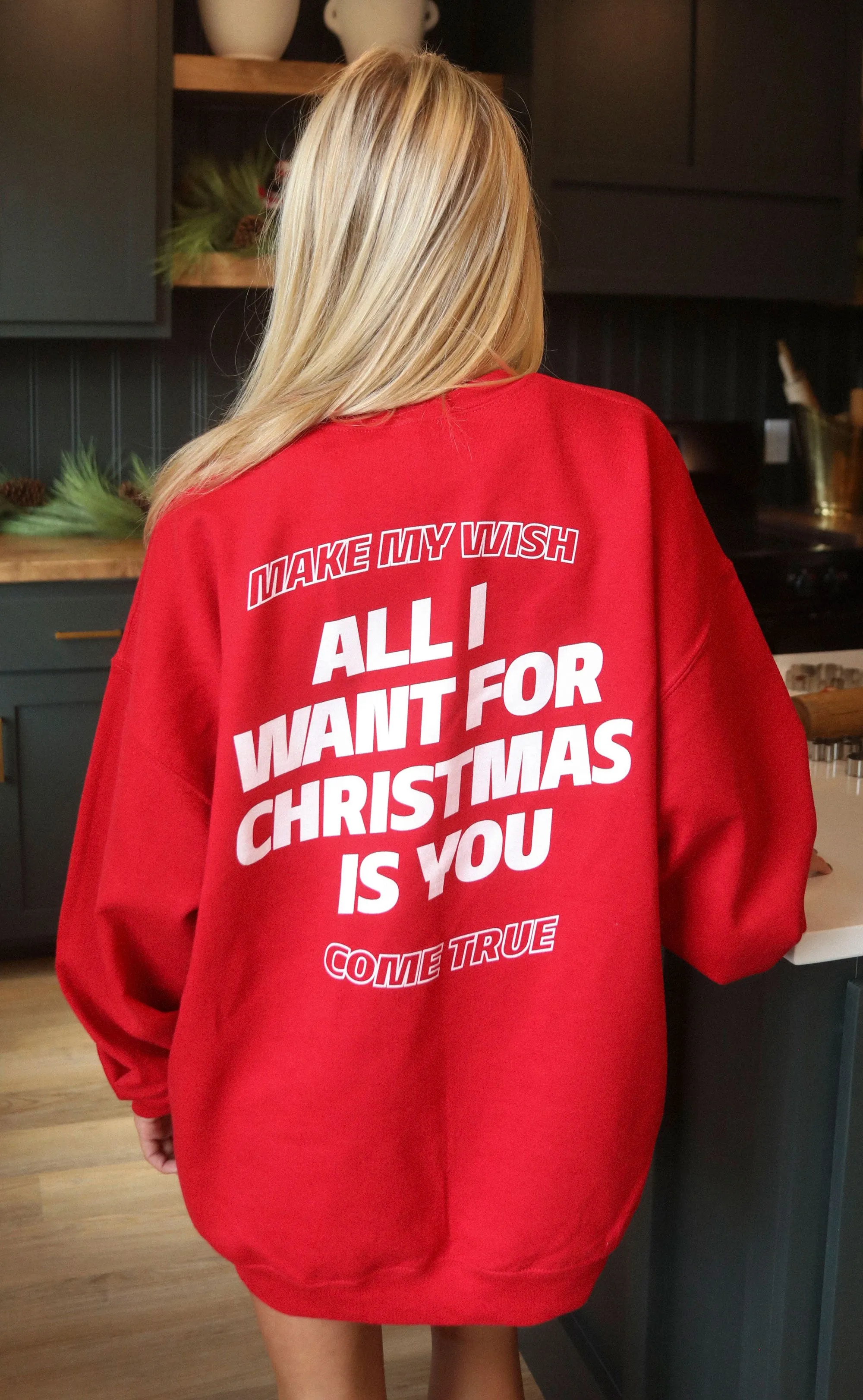 friday   saturday: all i want for christmas sweatshirt