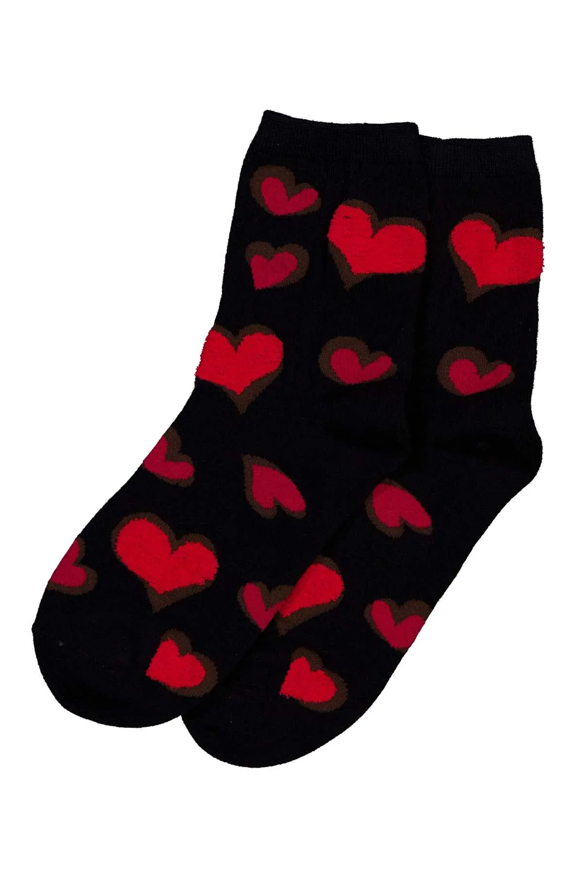 Fuzzy Heart Socks Black