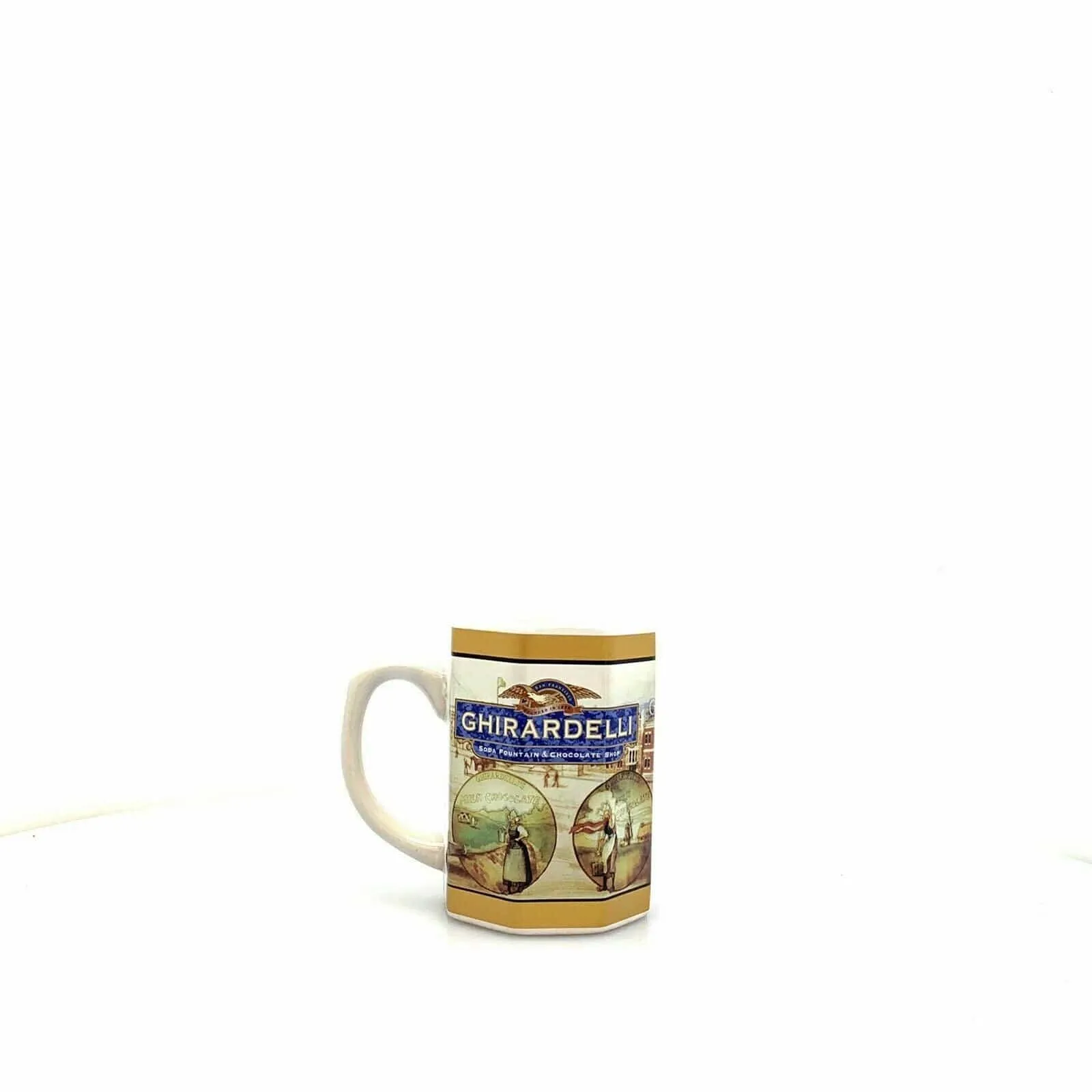 GHIRARDELLI Chocolate Company Collectible Ceramic Octagonal Coffee Mug Cup