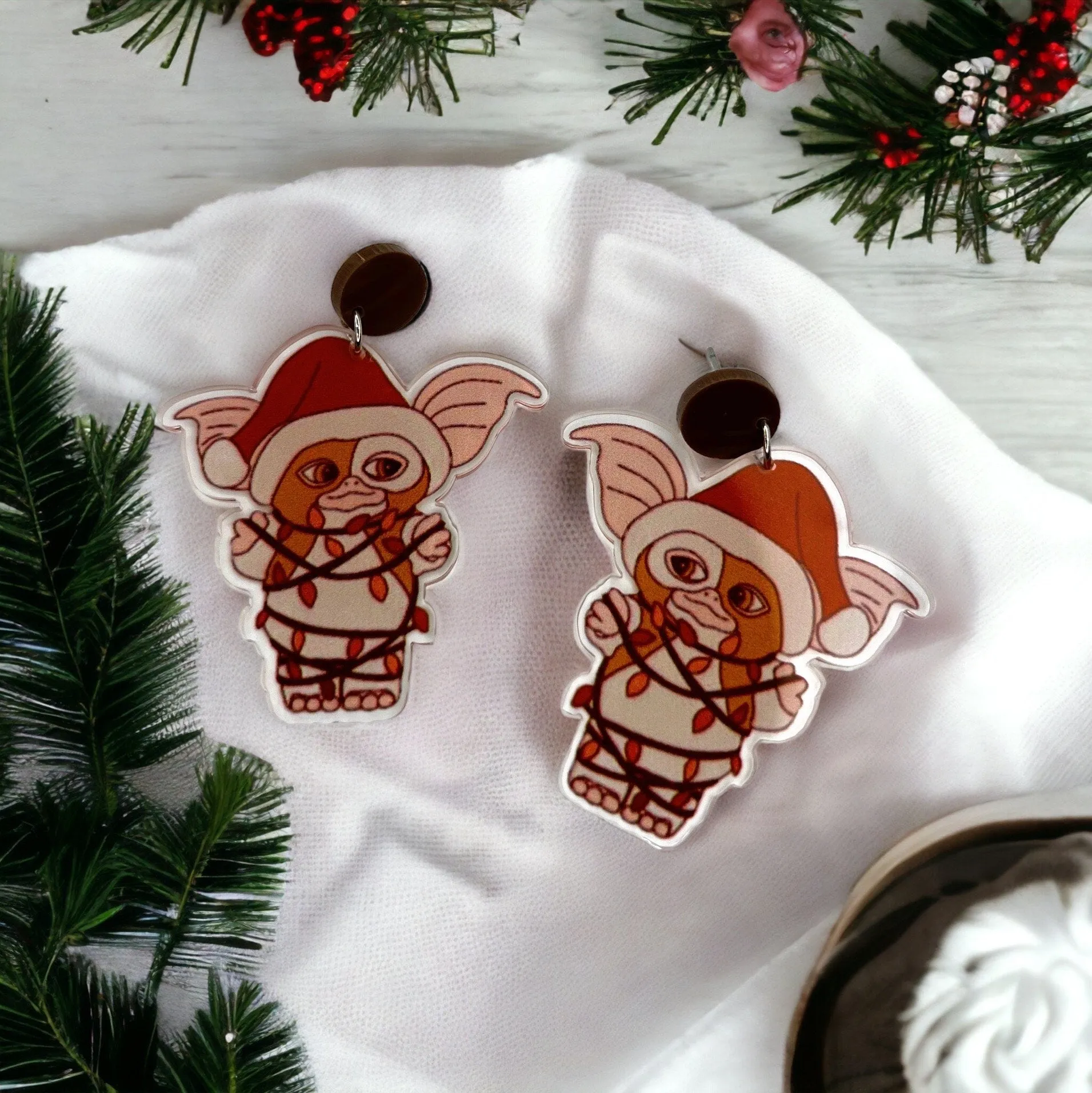 Gizmo Earrings - Gremlins, Handmade Jewelry, Gremlin Earrings, Gremlins Earrings, Handmade Earrings, Gizmo the Gremlin, Christmas Earrings