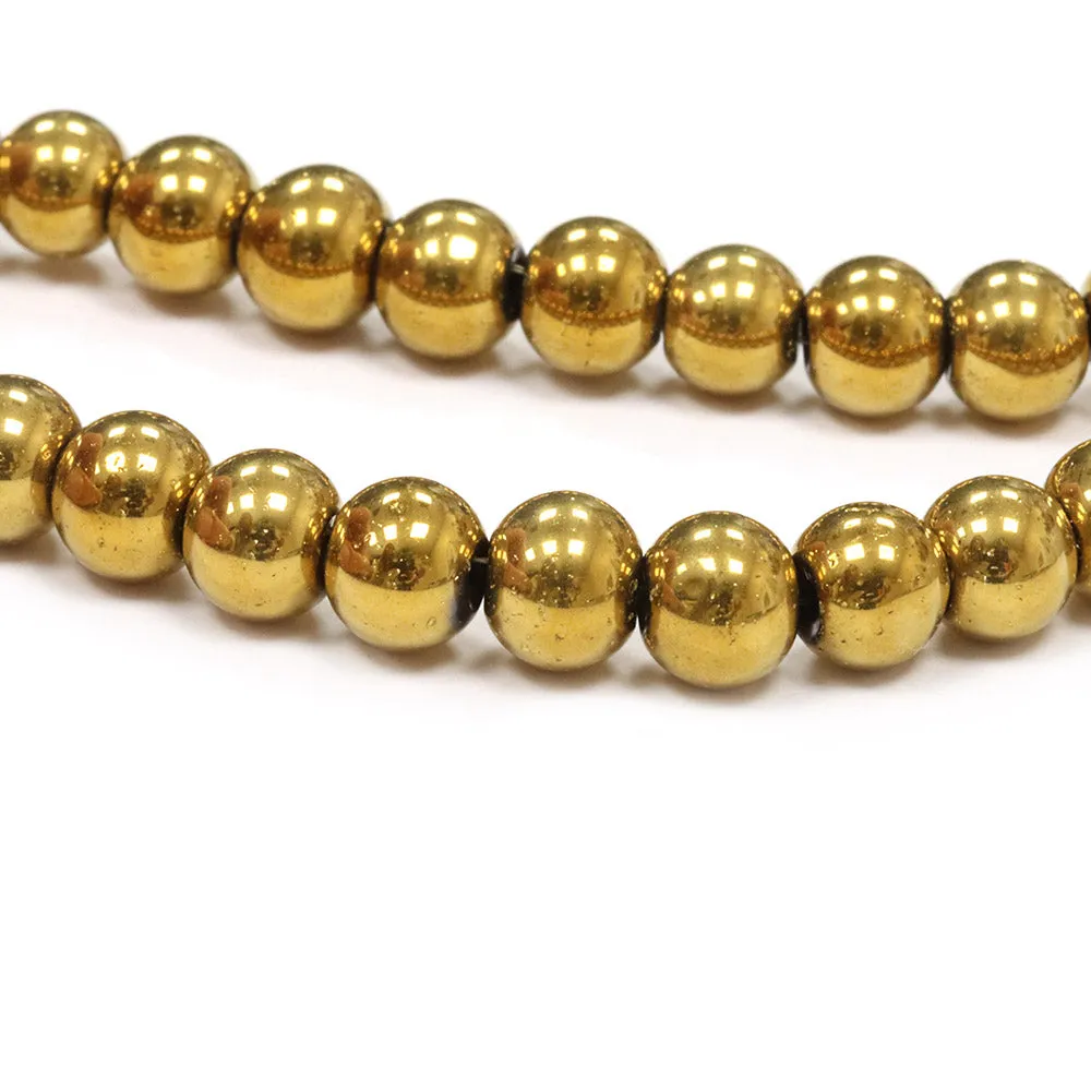 Glass Round Gold 6mm - 1 String