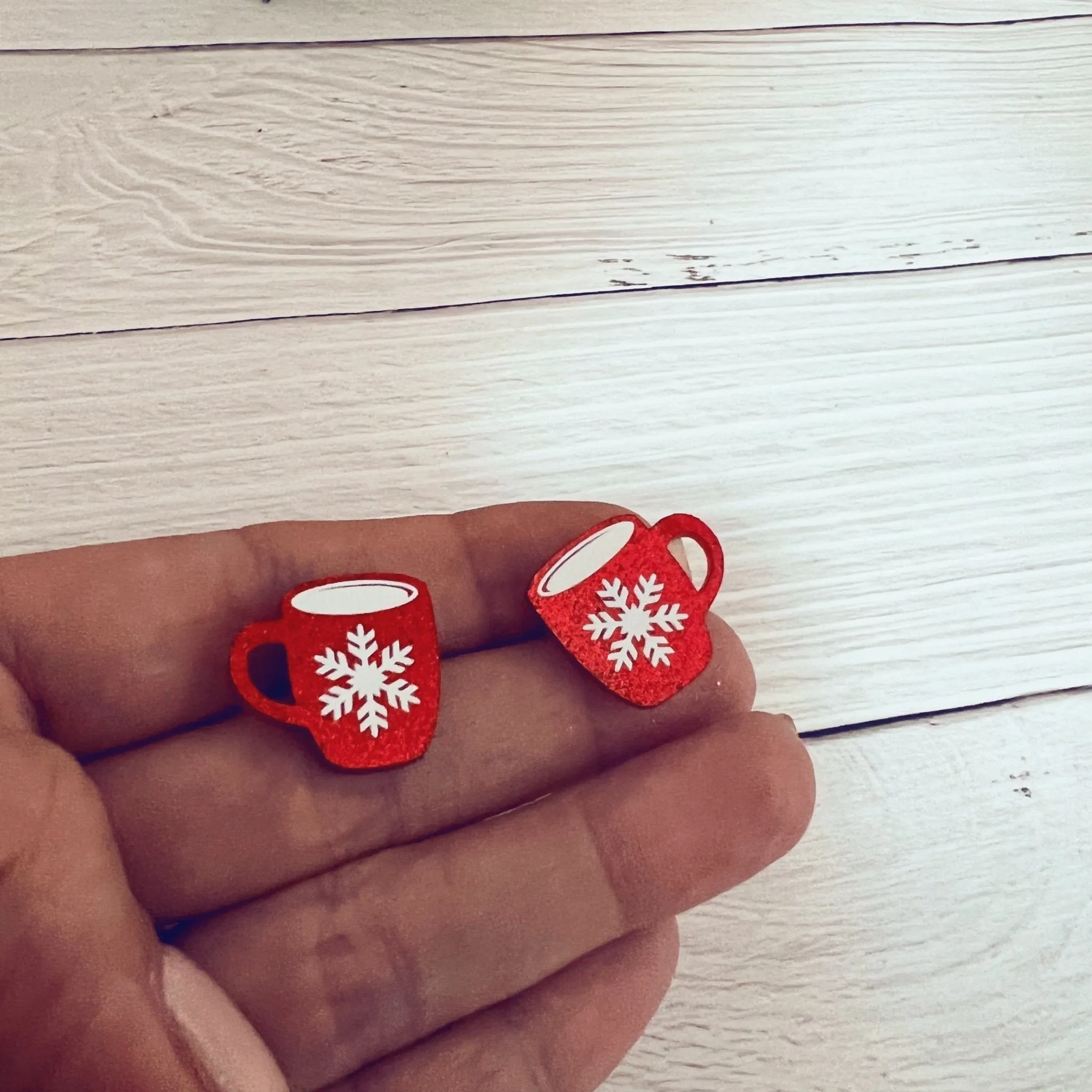 Glitter Resin Mug Christmas Earrings