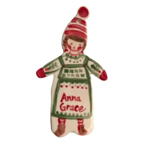 Green Pinafore Girl Ornament