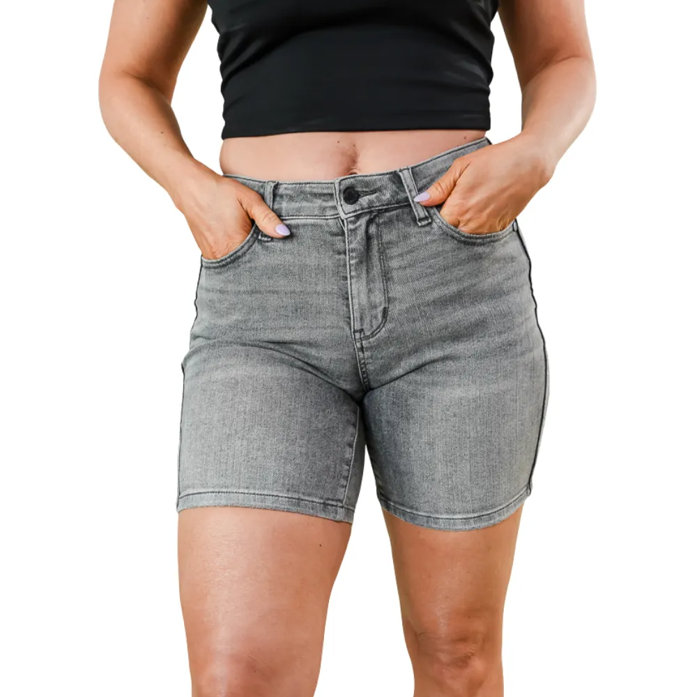 Grey Vintage Wash Bermuda Shorts - Judy Blue