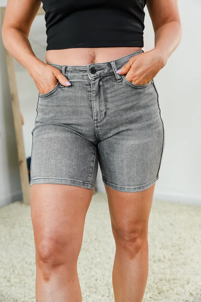 Grey Vintage Wash Bermuda Shorts - Judy Blue