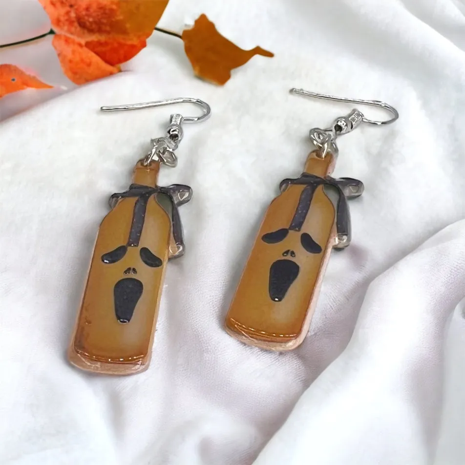 Halloween Bottle Earrings - Halloween Earrings, Wine Earrings, Halloween Accessories, Halloween Earrings, Wine Bottle Earrings, Wine Accessories