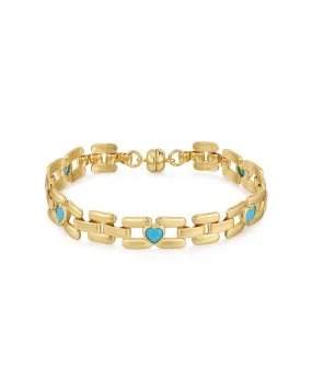 Heart Stone Link Bracelet- Gold