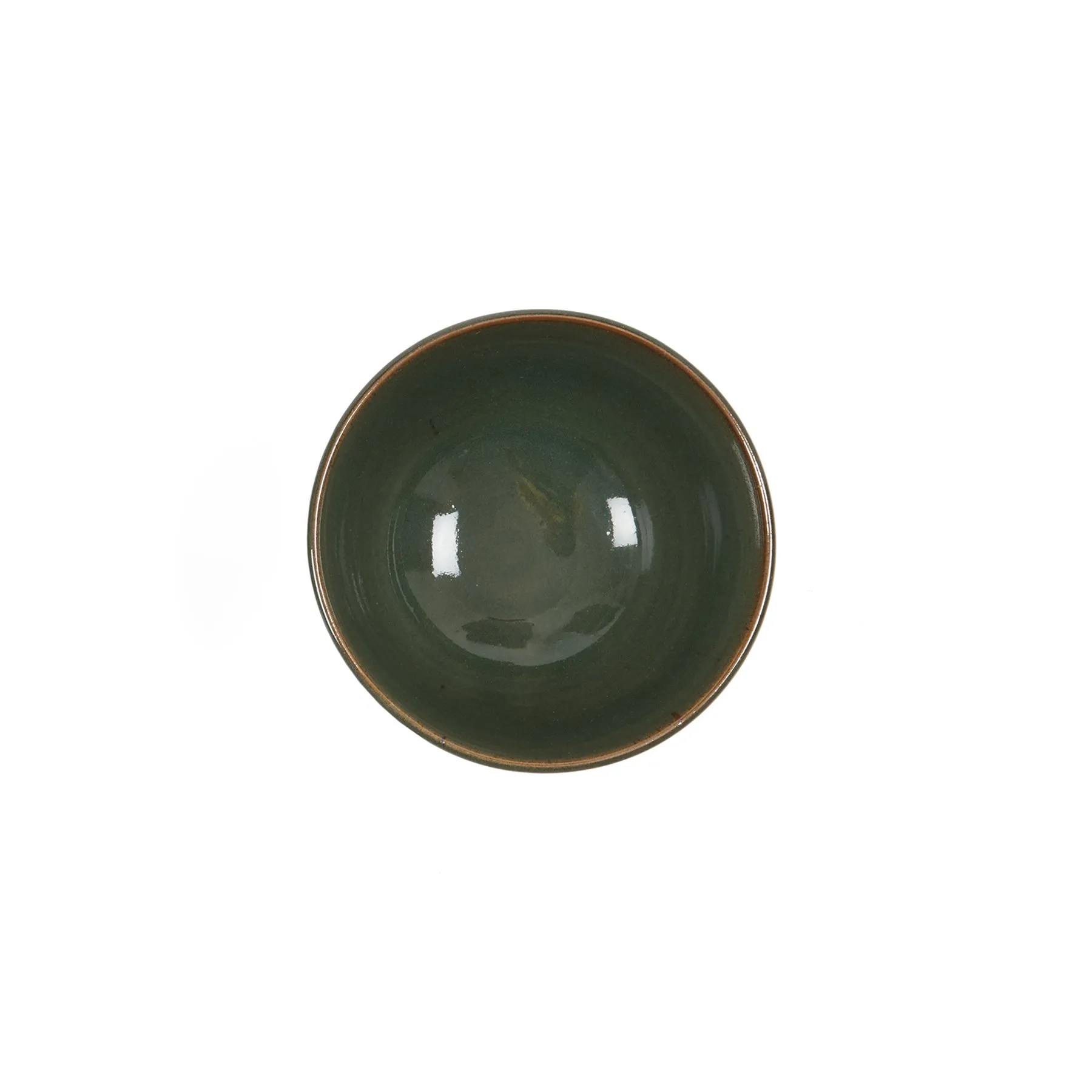 Keramische Werkstatt Margaretenhöhe Hand Thrown Large Stoneware Pointed Cereal Bowl in Dark Green Nr. 7