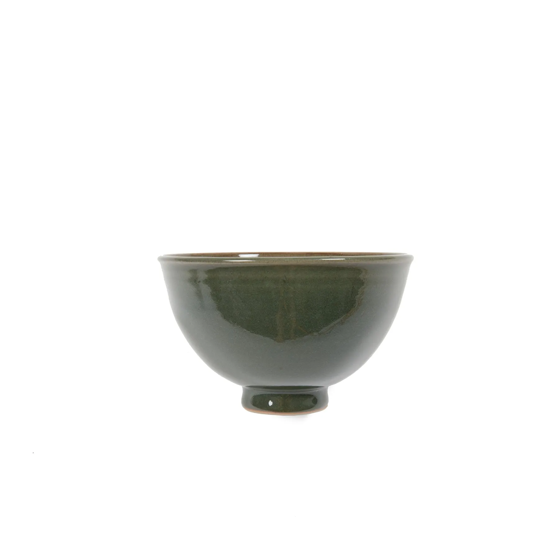 Keramische Werkstatt Margaretenhöhe Hand Thrown Large Stoneware Pointed Cereal Bowl in Dark Green Nr. 7