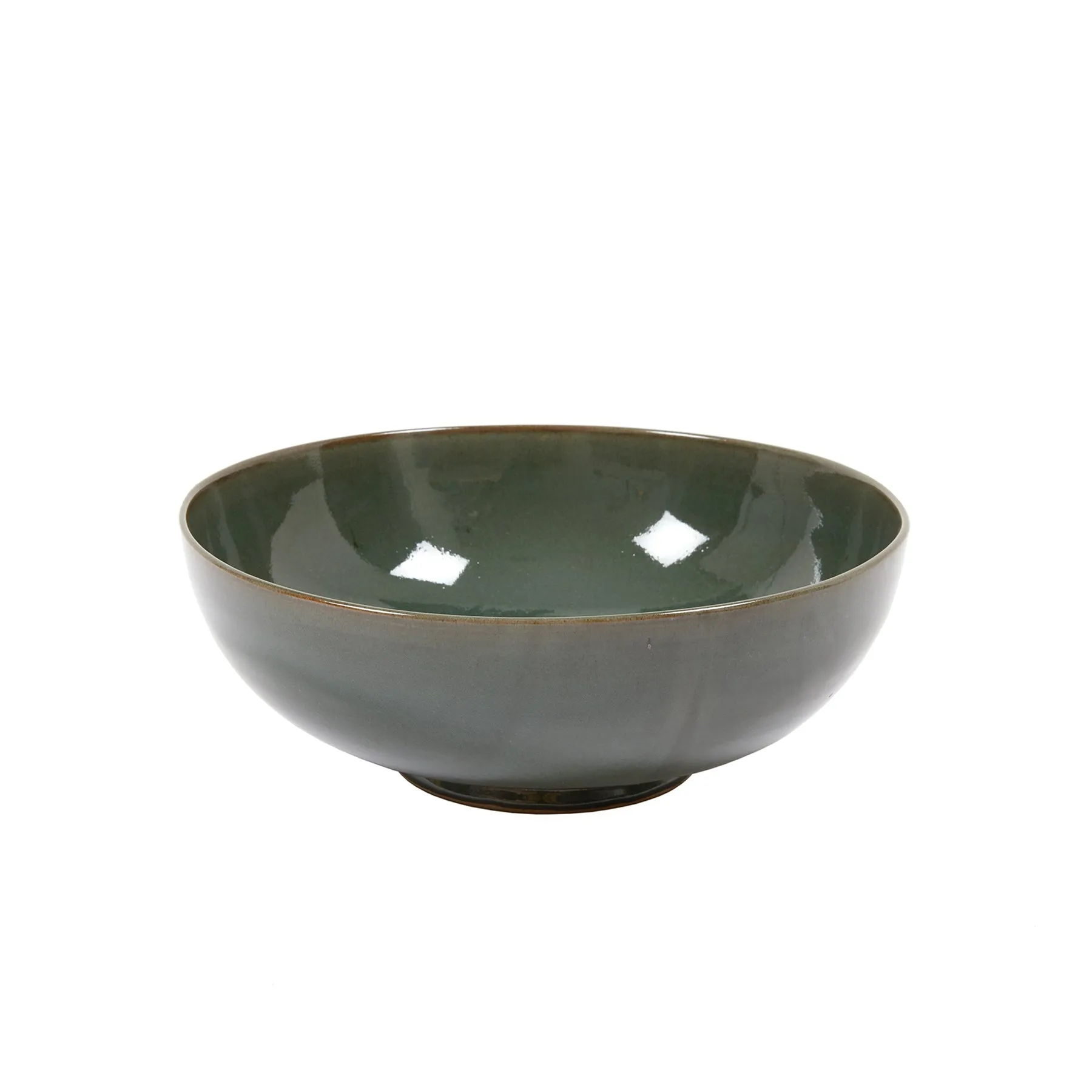 Keramische Werkstatt Margaretenhöhe Hand Thrown Stoneware Salad Bowl in Dark Green