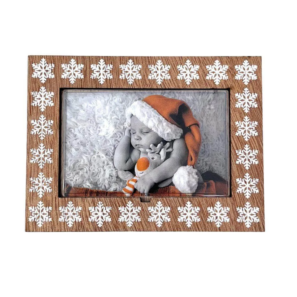 L4 Wooden Christmas Magnet - White Snowflake - Pack of 6