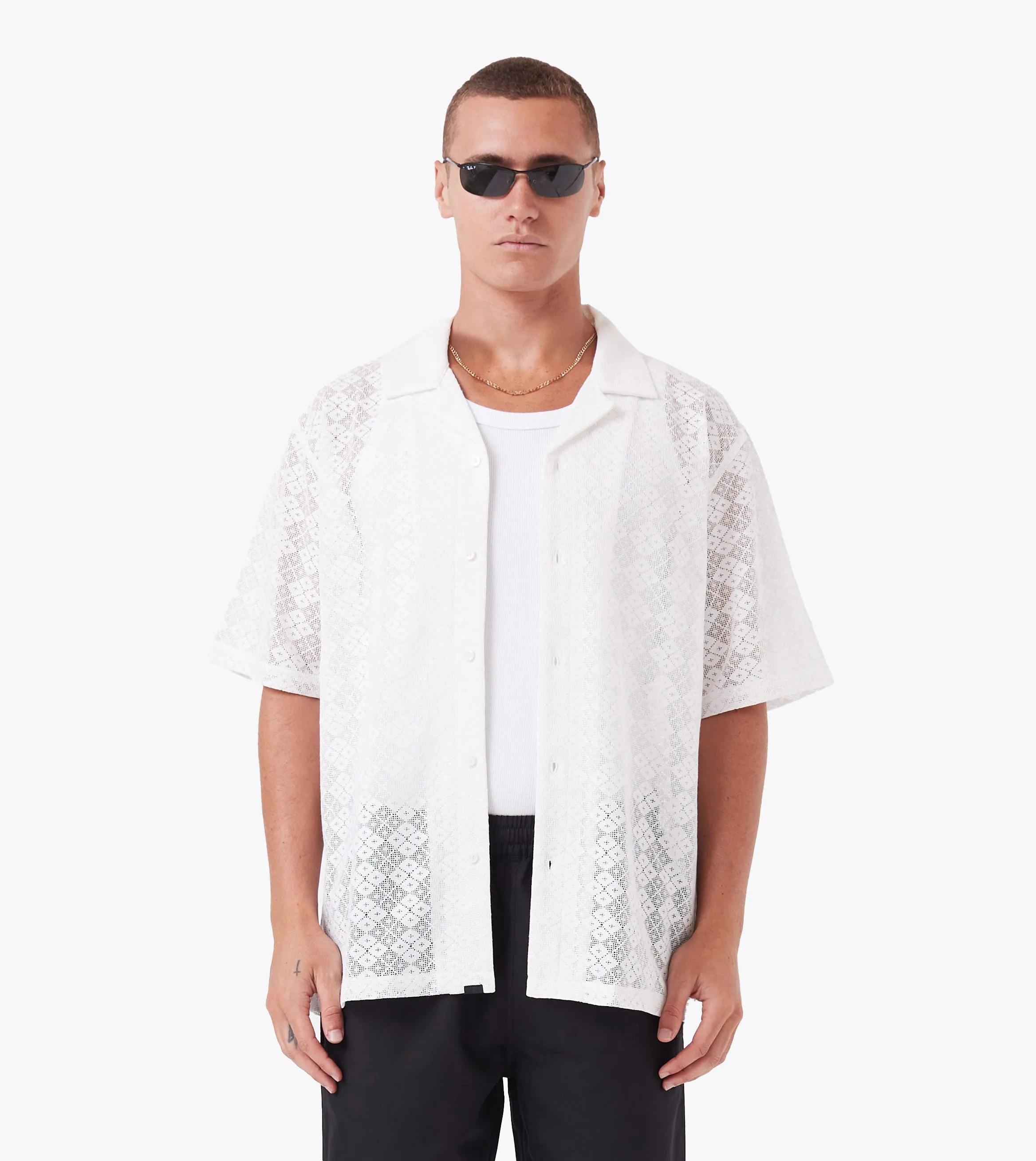 Lace Holiday SS Shirt White