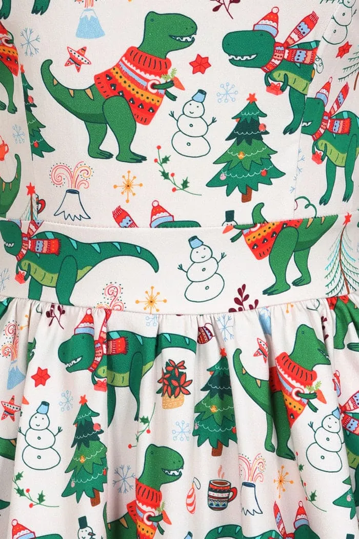 Lady Vintage Tea Dress in Festive Rex Print Christmas