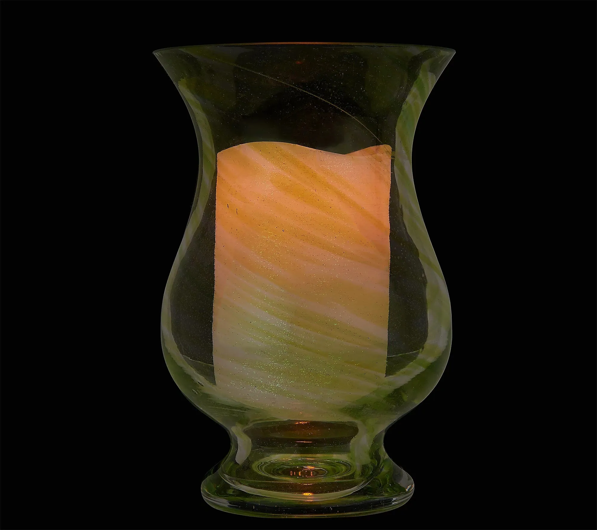 Lightscapes Art Glass Hurricane with Lightscapes Candle Red Color