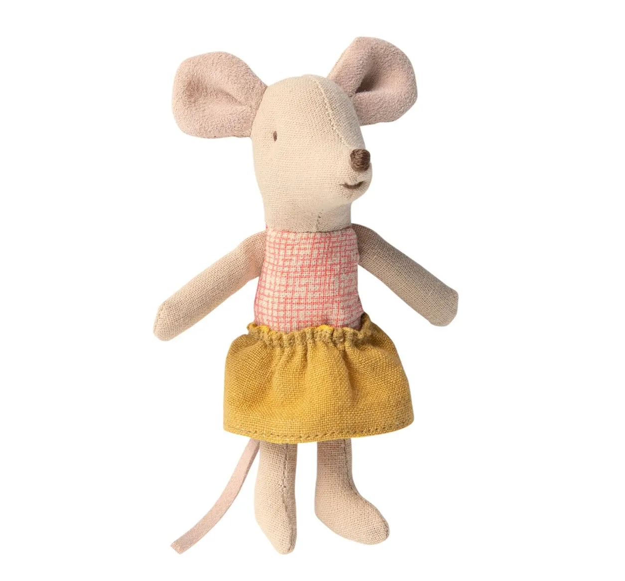 Little Sister Mouse in Box, Mustard Skirt