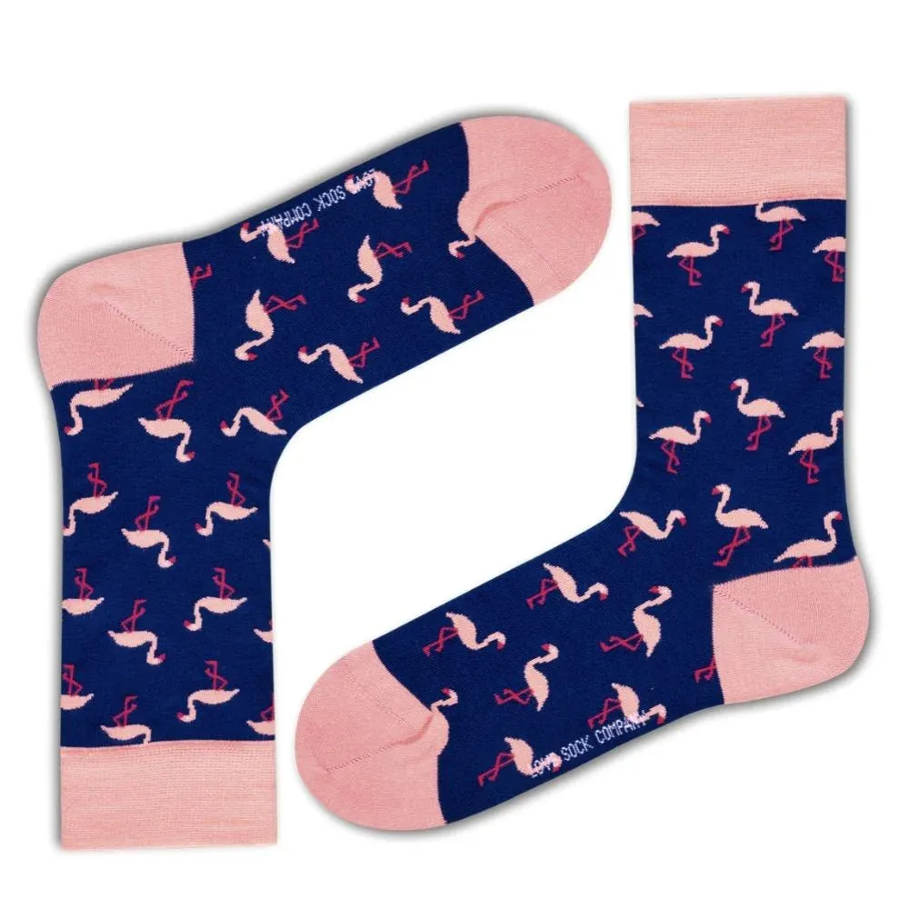 Love Sock Company 3 Pair Funky Women's Novelty Crew Dress Socks Chili Flamingo