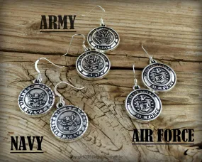 Military Earrings, Army, Navy, Air Force