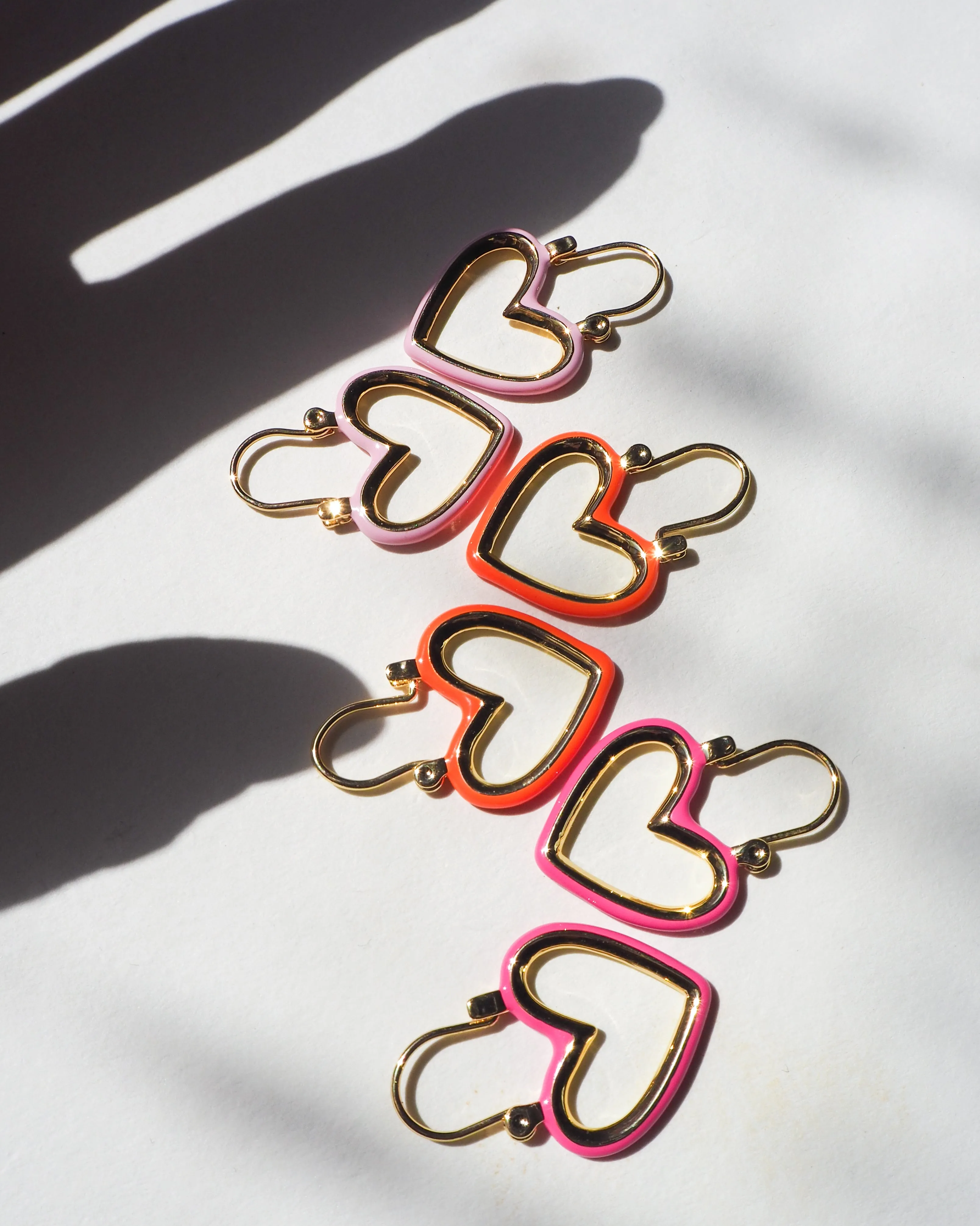 Mini Heartbreaker Hoops- Hot Pink- Gold