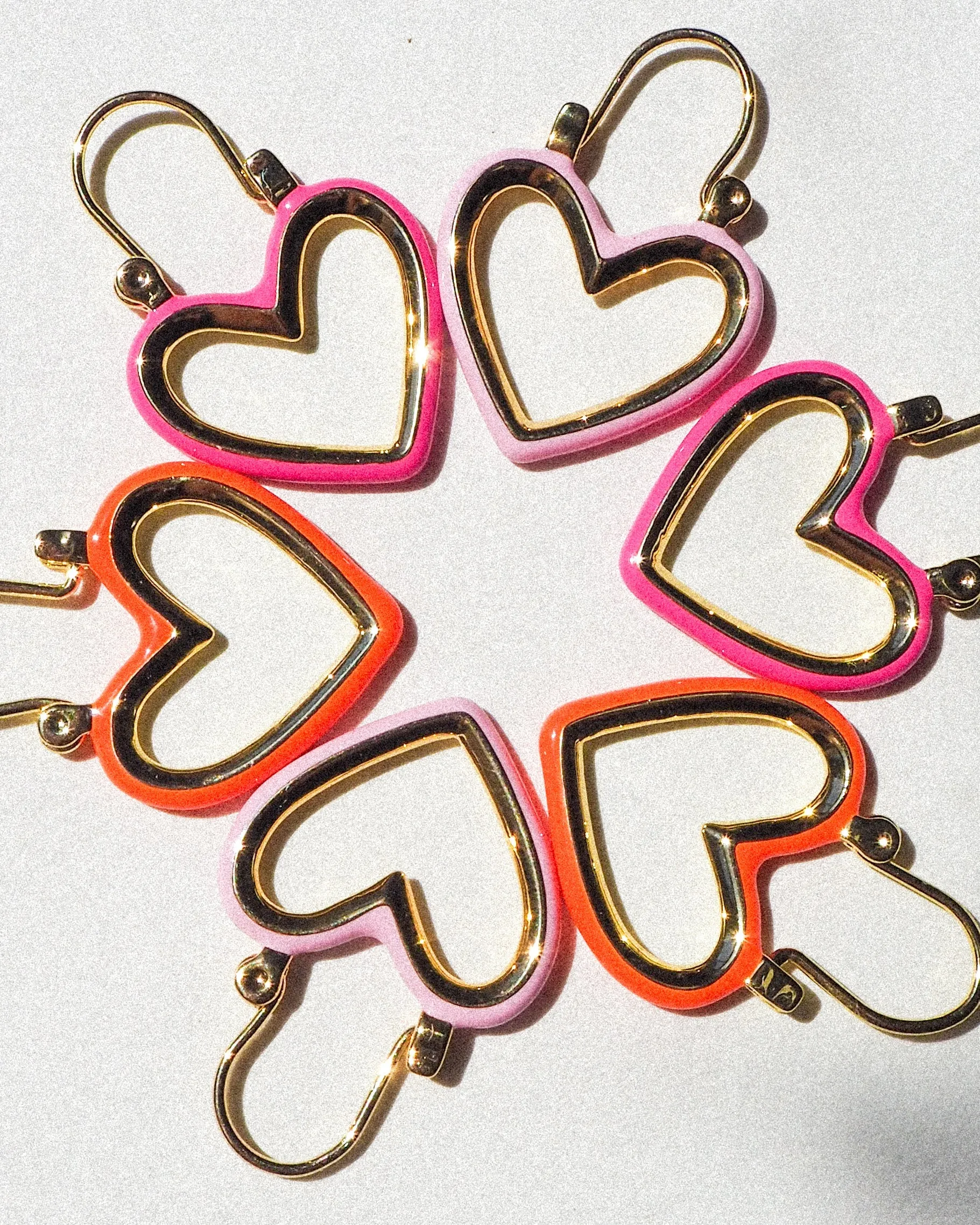 Mini Heartbreaker Hoops- Hot Pink- Gold