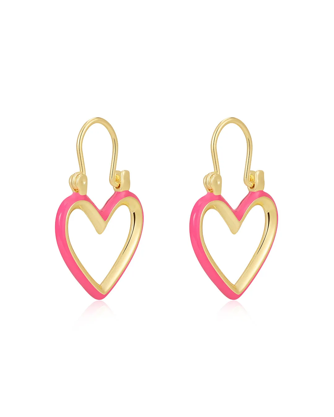 Mini Heartbreaker Hoops- Hot Pink- Gold